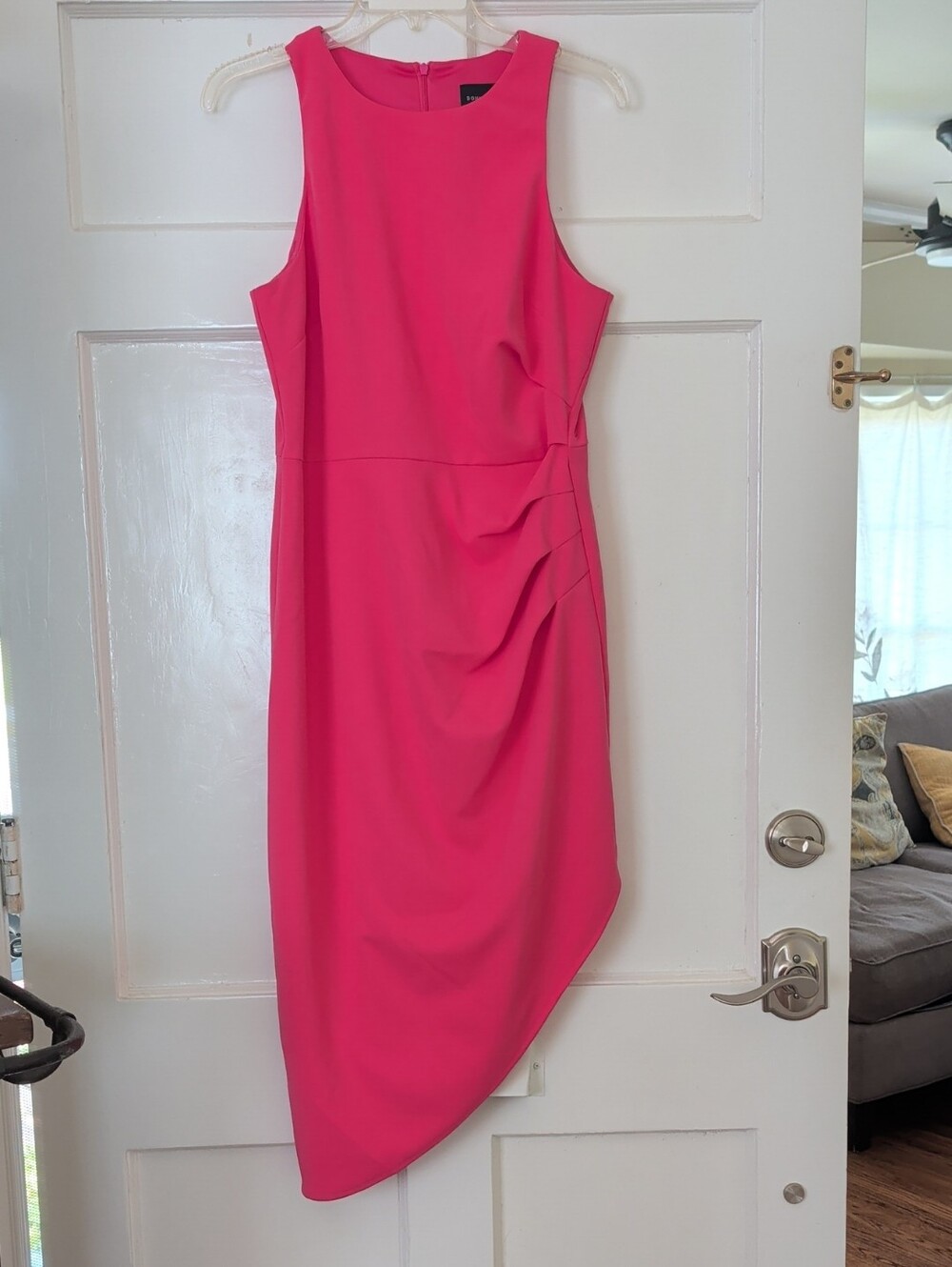 Donna Morgan Hot Pink Asymmetric Sheath Dress
